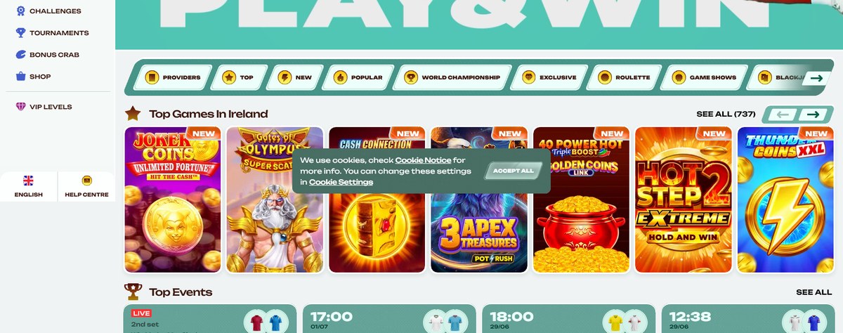 Popular slots on the Betalright lobby