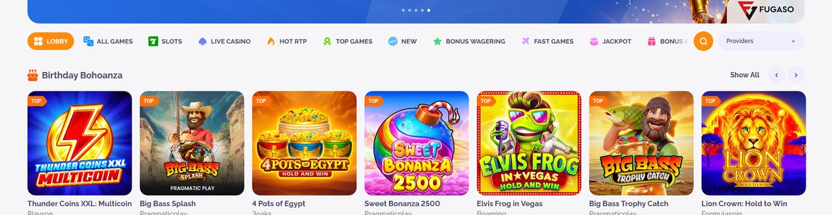 Popular slots on the Boho lobby