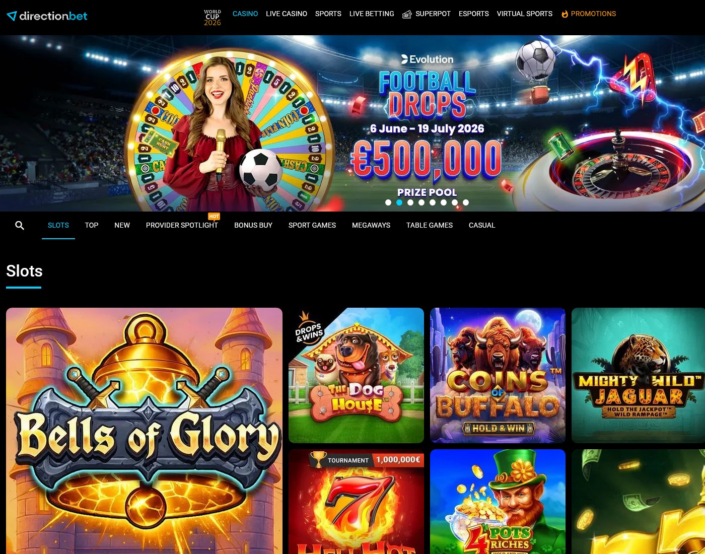 DirectionBet site landing view as served during the desk review