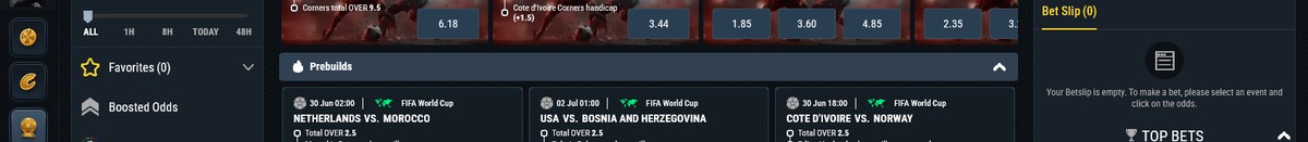 Popular sports and odds boards