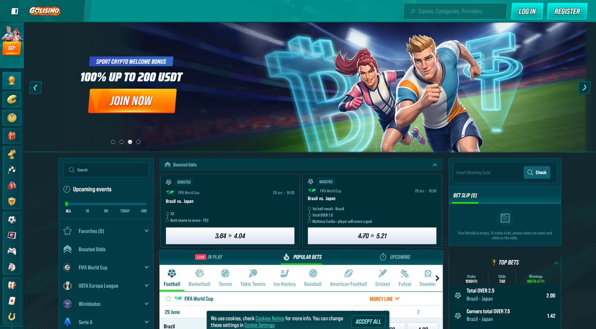 Golisimo sportsbook and the welcome area