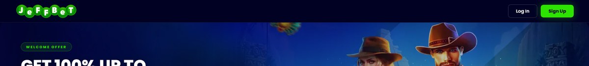 JeffBet lobby and the welcome hero, captured live