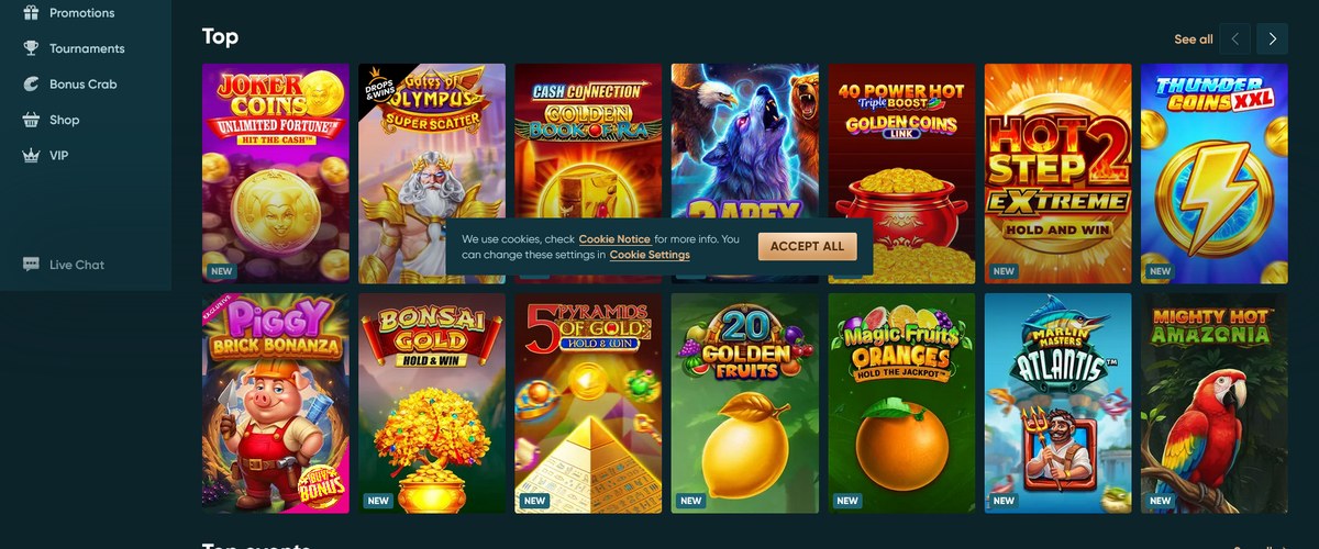 Popular slots on the LegendPlay lobby