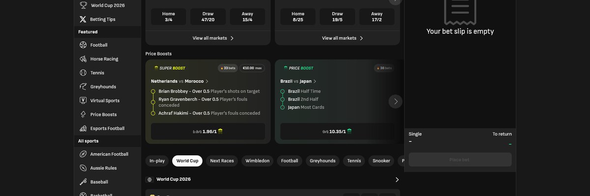 Popular sports and odds boards