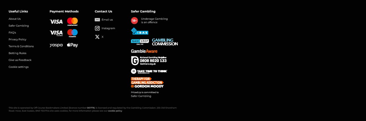 Footer with the UKGC licence and GAMSTOP marks