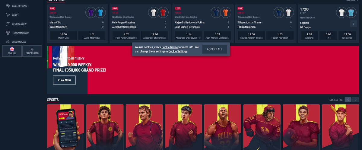 Popular sports and odds boards
