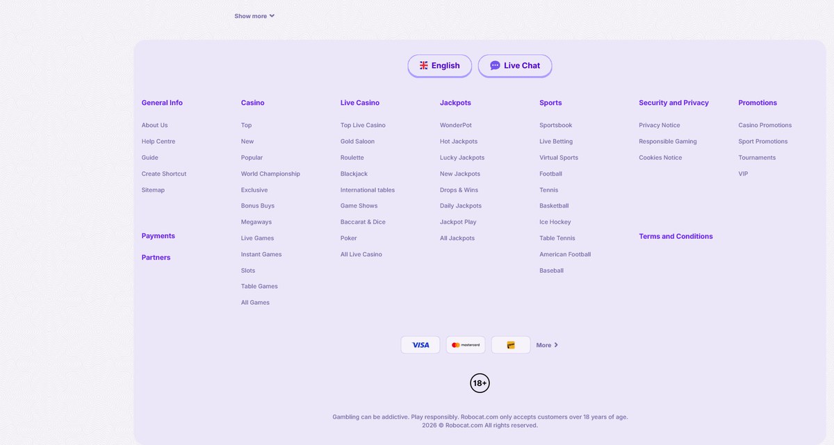Pied de page avec la licence et les marques de jeu responsable